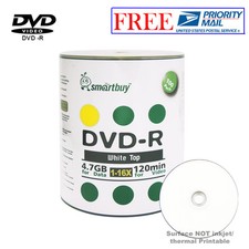 100-Pack Smartbuy Blank DVD-R DVDR 16X 4.7GB White Top Recordable Media Disc picture