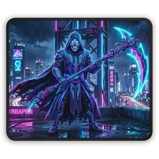 Neon Reaper Gaming Mouse Pad | Cyberpunk Skull Scythe picture