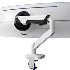 Heavy Duty Monitor Arm for 34-49 Inch Ultrawide Curved Screens, Aluminum, White, picture
