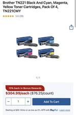 Brother TN221 Black, Cyan, Magenta, Yellow Toner Cartridges, Pack Of 4, TN221CMY picture