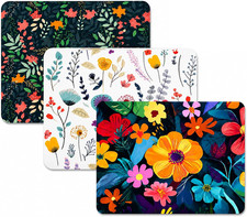 3 Pcs Vintage Flower Mouse Pad,7.87×9.45 in Washable Square Desk Pad,Anti-Slip R picture