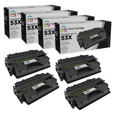 LD Compatible for HP 53X/Q7553X Set of 4 High Yield Black Toner Cartridges picture