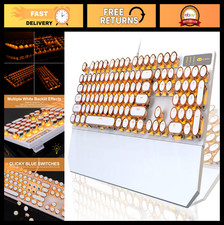Retro Typewriter Mechanical Keyboard - Gold LED Backlit, Cute Wired 104 Keys, Ro picture