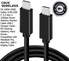 5A 100W USBC Cable 6.6ft USB C 3.2 Gen 2 10Gbps Power Delivery Charger picture