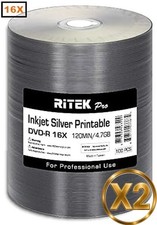 200-Pak Ritek Pro 16X 4.7GB Silver Inkjet Hub Printable DVD-R's in Tapewrap picture