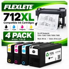 4X 712XL Ink Cartridges for HP for DesignJet T210 T230 T250 T630 T630 T650 T650 picture