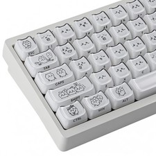 Crystal Jelly White Keycaps Side Printed Cat Shape Fits 61/68/84/87/98/100 MX picture