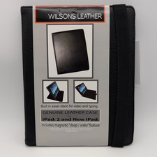 Wilsons NWT Genuine Leather Case for iPad 2 and New iPad - Black w Tab Closure picture