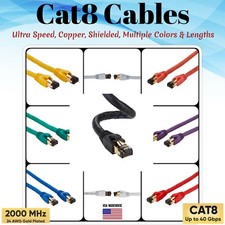 CAT8 Shielded Ethernet Patch Cable Cord Copper Network Super Speed SFTP LAN Lot picture