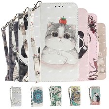 Panda Cat Flower Dog Wallet Cover Case for Motorola Edge 30 G34 G84 G22 E13 G14 picture