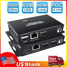 60M HDMI USB KVM Extender Splitter Loop POC Cable over Cat5e/6 Ethernet 1080P  picture