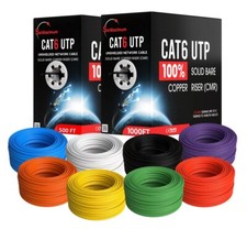 500FT/1000FT CAT6 ETL CMR Ethernet Cable UTP Solid Copper Wire 23AWG 550MHz LOT picture