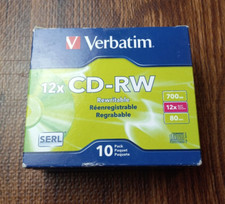Verbatim 12X CD-RW Discs w/Slim Jewel Cases, 700MB/80min, 10 Discs (VER95156) picture