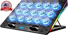 Enfriador Computadora Portátil Para Juegos, 15 Ventiladores Con Luces Azules NEW picture