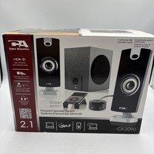 Cyber Acoustics CA-2022 18W Powered 2.0 Speaker System Control Pod New Open Box picture