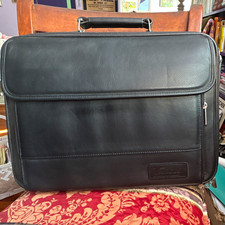 Targus Black Leather Laptop Briefcase Padded Partitions CLN5 990805 picture
