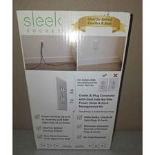 Sleek Socket 2 - 8ft Ultra-Thin Electrical Outlet Cover w/ 3 Outlet Power Strips picture