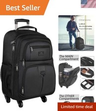 Roller Backpack, 18 inch Large Travel Laptop Bag with 4 Wheels for Adults, He... picture
