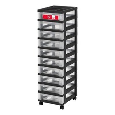 Rolling Storage Cart 10 Drawer Plastic Organizer Wheels Black IRIS USA Casters picture