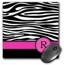 3dRose Letter R monogrammed black and white zebra stripes animal print with hot picture