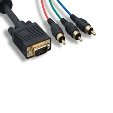 Kentek 15ft VGA to 3-RCA Video Cable HD15/Component 28 AWG EMI/RFI Filter TV PC picture