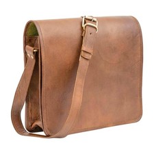 18 Inch Handmade Genuine Full Grain Leather Messenger Shoulder Satchel Bag fo... picture