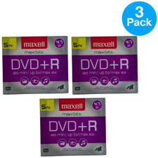 Maxell DVD+R 4.7GB 16x maxData Blank Media Discs 5 Pack (3 Pack Bundle) picture