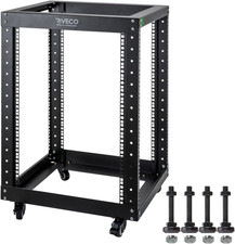 15U Server Rack Floor Standing Open Frame with Wheels- 19-Inch 4 Post Quick Asse picture