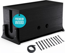 COREMINDED Extra Large Cable Management Box, Wood Cord Hider Box & Organizer for picture