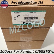 100* Network Jack Module Yellow For Panduit CJ688TGYL GigaTX Cat6 Mini-Com RJ45 picture