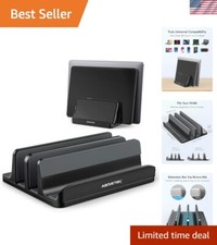 Space-Saving Aluminum Vertical Dock: Holds Laptops, Tablets & Phones Securely picture