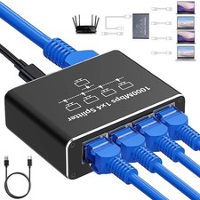 Ethernet Switch 1 to 4 1000Mbps Hub 4 Port LAN Splitter with USB Power Cable picture