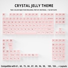 Crystal Jelly Keycap Set PC PBT Translucent Pink Side Print Custom Keycaps picture