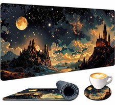 Extended Large Mouse Pad Full Desk Mat Decor Castle Night 31.5x11.8 Inch picture