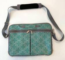 Studio C Laptop Carry Case Padded Quilted Retractable Handles Shoulder Strap picture