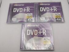 Lot Of Three Memorex  DVD+R 4X 4.7GB 120 Minutes Video Sealed Fast Same Day Ship picture