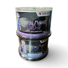 Verbatim Digital Movie DVD+R DVD-R 25 Pack 4.7 GB/120 Min/4x NEW Factory Sealed picture