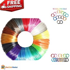 Eco-Friendly 60m Silk PLA Filament Refill - 15 Bright 3D Pen Colors 1.75mm picture