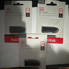 2 SanDisk Ultra 512GB 3.0 Flash Drive 130MB/s Read Speed Black & 1 SanDisk 128GB picture
