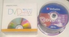 DVD+R & DVD+RW 2 Pack Lot Verbatim 25 Pack Spindle & Memorex 10 Pack Sealed/New picture