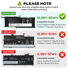 00HW028 00HW029 01AV438 01AV439 Battery for Lenovo ThinkPad X1C Yoga 56Wh picture