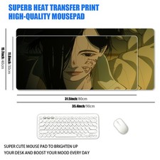 1 XXL Extra Large Anime Sad Girl Mouse Pad, Dark-toned Atmospheric Hand-Painte picture
