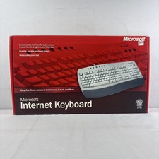 Microsoft Internet Keyboard PS/2 White Wired Palm Rest Hot Keys PC New In Box picture