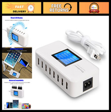8-Port USB Charging Station 60W/12A Fast Wall Charger Hub with LCD for Phones & picture