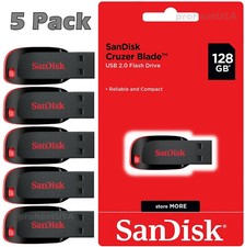 SanDisk Cruzer Blade 128GB USB 2.0 Flash Drive Thumb Memory Stick Lot Pack of 5 picture