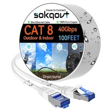 Sokqovt Cat 8 Ethernet Cable Slim 100ft Outdoor&Indoor,Pure Copper Cat8 Internet picture