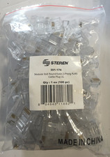 RJ45 Cat5e Plug UL Steren 301-176 Modular 8x8 Round/Solid 2-Prong  (100ct Bag) picture
