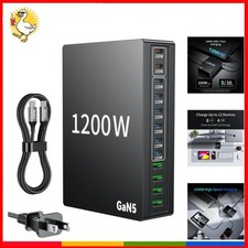 1200W USB C Charger Block Fast 12 Port MacBook Pro Charging Station picture