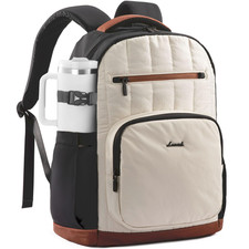LOVEVOOK Laptop Backpack for Women with 17 Inch, Off-white - Black - Brown picture