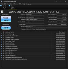 Western Digital PC SN810 512gb NVMe 100% Health OPAL SSS1D33695 SDCQNRY-512G picture